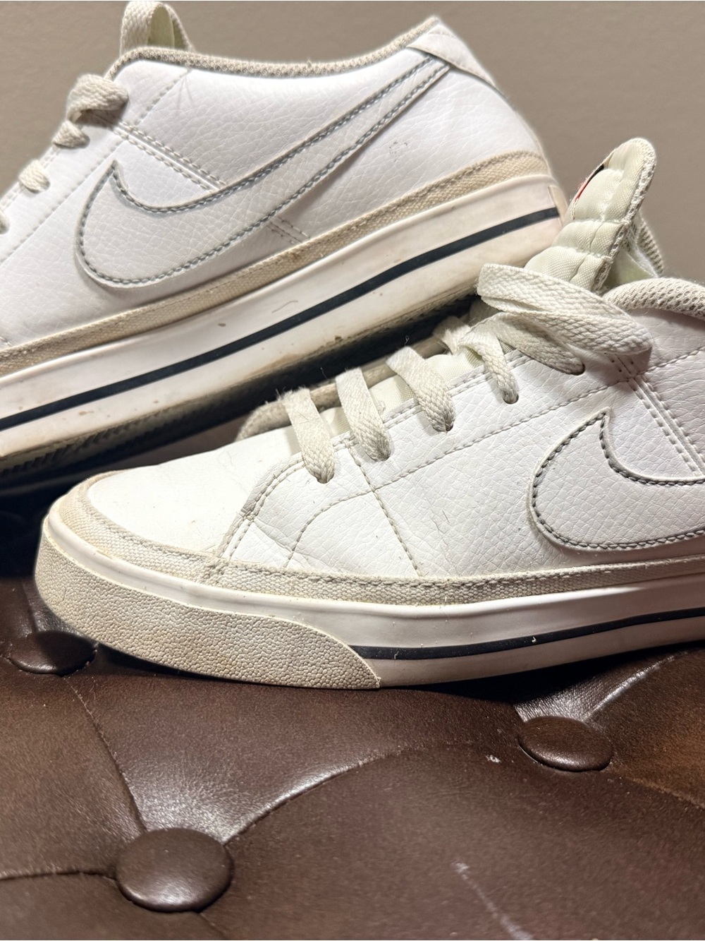 Nike Kids White Low-Top Sneakers with Black Stripe